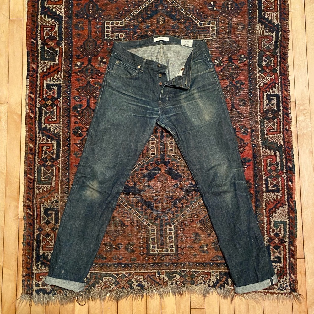 Faded Billy Reid Japanese Raw Denim, Button Fly, 32